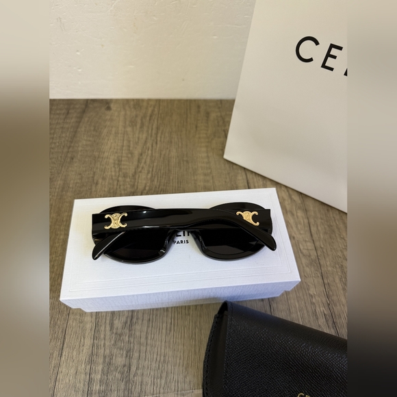 Celine Accessories - Celine Triomphe Oval Black Sunglasses